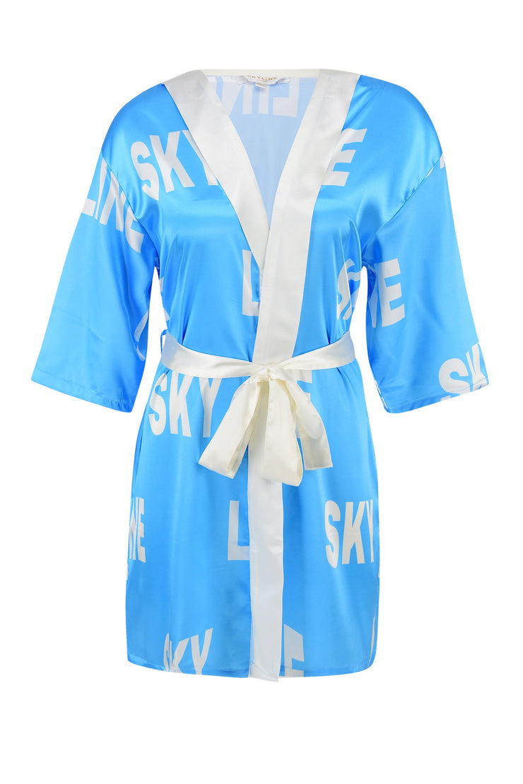 summer blue satin robe skyline swimwear cover up