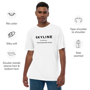 "Always a fit" Weißes Unisex-T-Shirt mit schwarzem SKYLINE-Logo